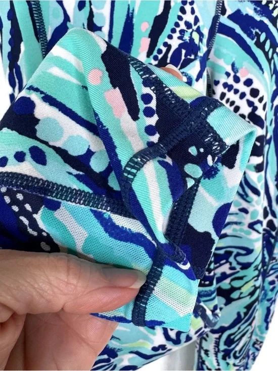 Lilly Pulitzer Blue & Aqua Swirl Print Leggings Luxletic Weekender Crash Bash - Picture 4 of 9